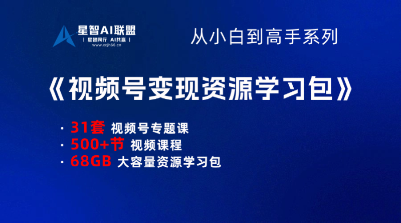 【小白到高手系列】视频号变现资源学习包-星智AI联盟-AI变现实战平台