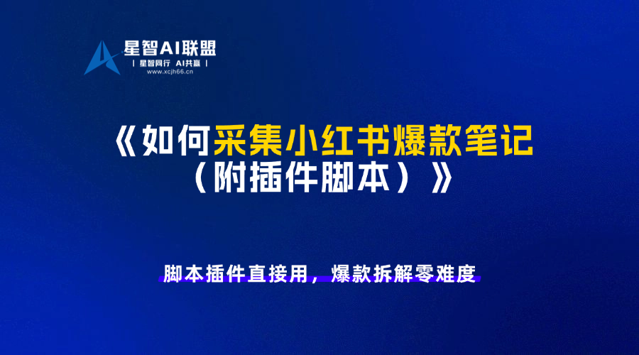 【星智AI联盟】如何采集小红书爆款笔记（附插件脚本）-星智AI联盟-AI变现实战平台